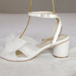 Nancy - Bridal White Tulle Bow Block Heel Shoes